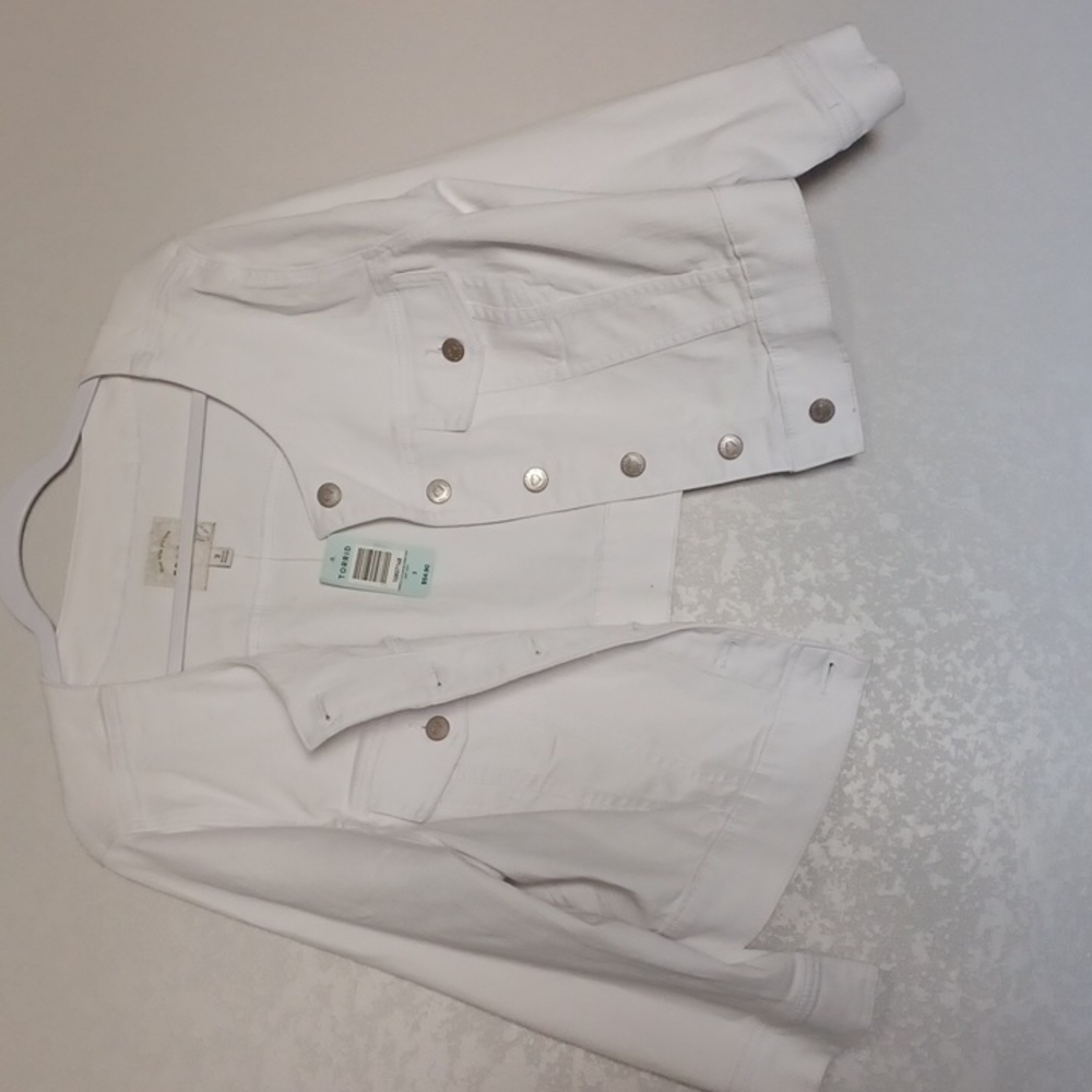 NWT Torrid denim crop white jacket